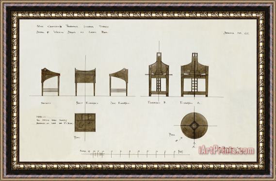 Charles Rennie Mackintosh Designs for Writing Desks Framed Print