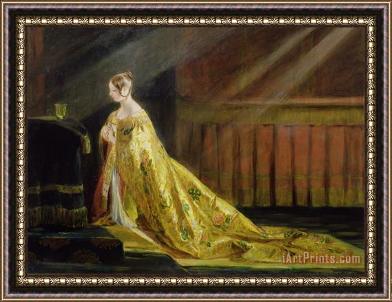 Charles Robert Leslie Queen Victoria in Her Coronation Robe Framed Painting