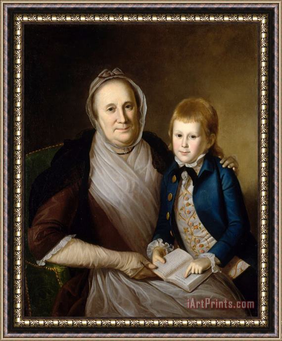 Charles Willson Peale Mrs. James Smith And Grandson Framed Painting