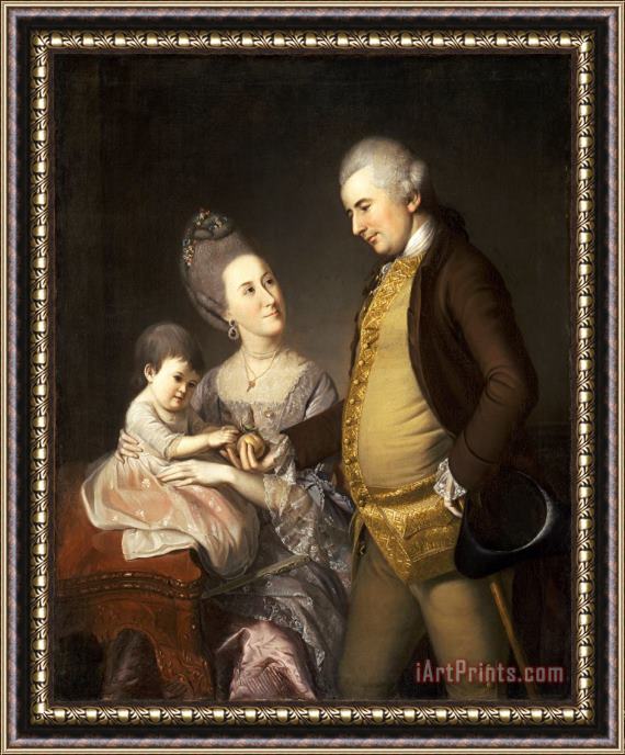 Charles Willson Peale Portrait of John And Elizabeth Lloyd Cadwalader And Their Daughter Anne Framed Painting