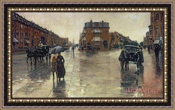 Childe Hassam A Rainy Day in Boston Framed Painting