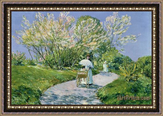 Childe Hassam A Walk in the Park Framed Print