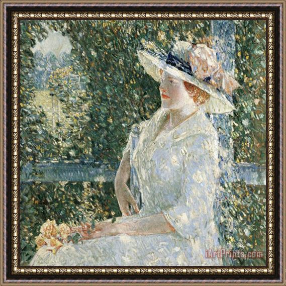 Childe Hassam An Outdoor Portrait of Miss Weir Framed Painting