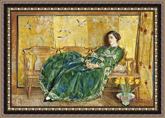 Childe Hassam April The Green Gown Framed Painting