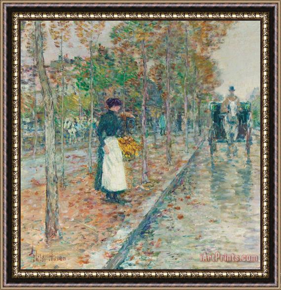 Childe Hassam Autumn Boulevard in Paris Framed Painting
