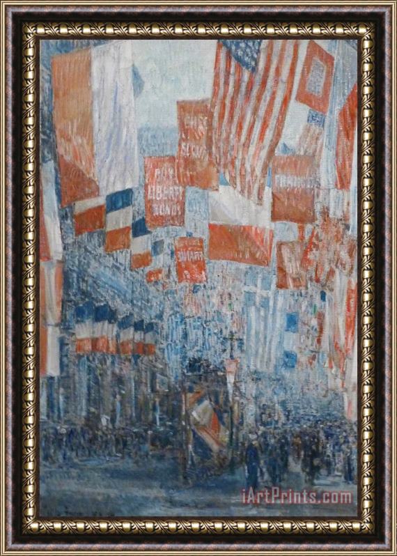 Childe Hassam Avenue of The Allies, 5th Avenue, New York, 1917 Framed Print