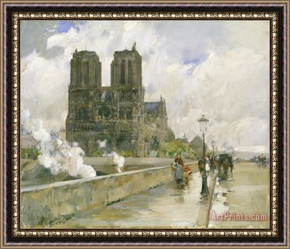 Childe Hassam Notre Dame Cathedral Paris 1888 Oil on Canvas Framed Print
