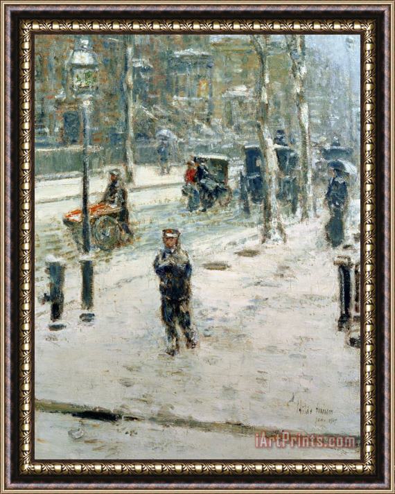 Childe Hassam Snow Storm on Fifth Avenue Framed Painting