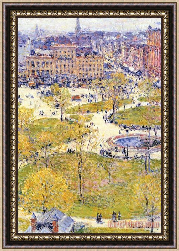 Childe Hassam Union Square in Spring Framed Painting