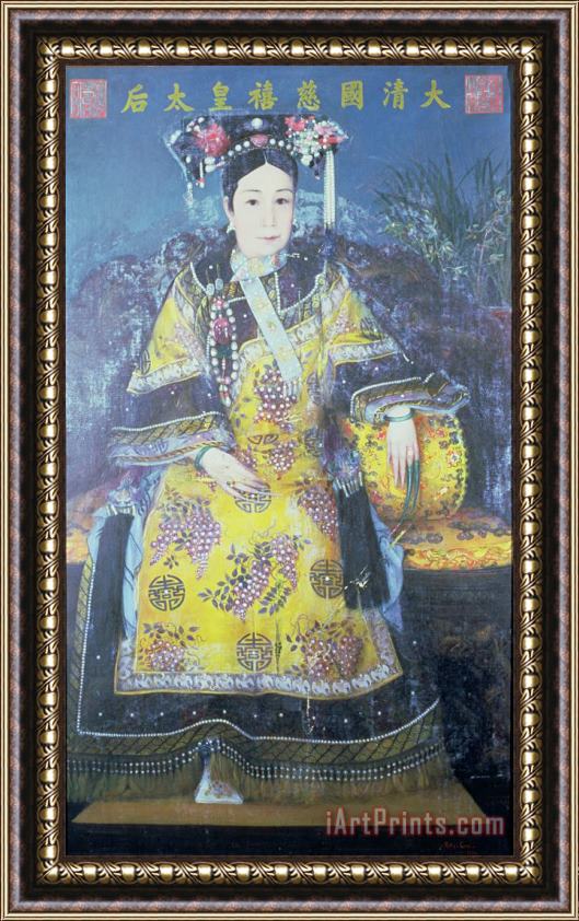 Chinese School Portrait of the Empress Dowager Cixi Framed Print