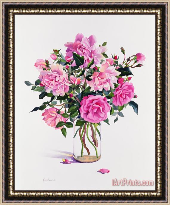 Christopher Ryland Roses In A Glass Jar Framed Print