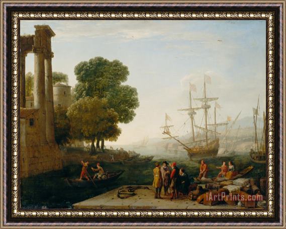 Claude Lorrain A Seaport at Sunset Framed Painting