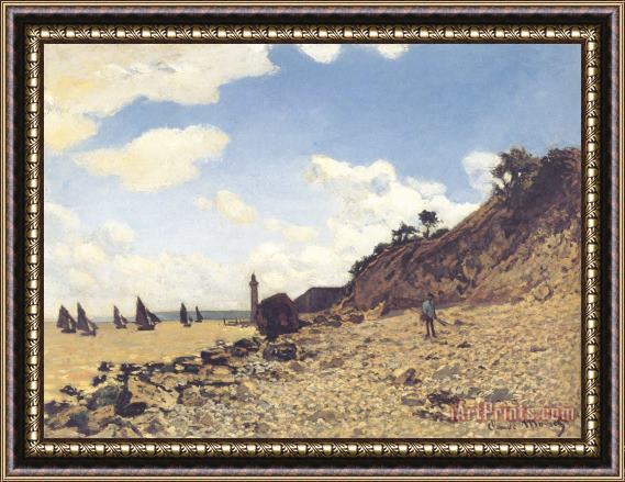 Claude Monet Beach at Honlfeux Framed Print