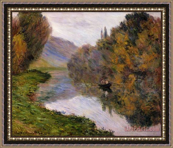 Claude Monet Boat On The Seine Near Jeufosse Framed Painting