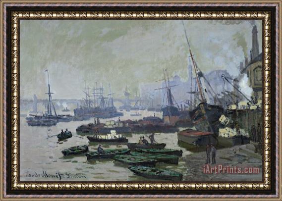 Claude Monet Boats in the Pool of London Framed Painting