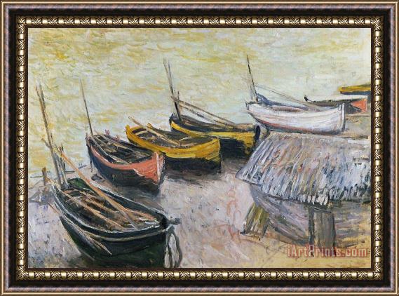 Claude Monet Boats on the Beach Framed Painting