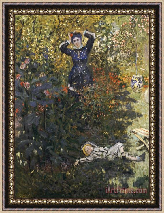 Claude Monet Camille and Jean in the Garden at Argenteuil Framed Painting