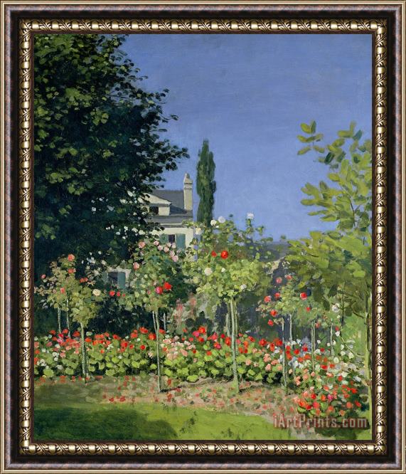 Claude Monet Flowering Garden at Sainte-Adresse Framed Painting
