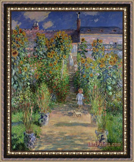 Claude Monet Garden at Vetheuil Framed Painting