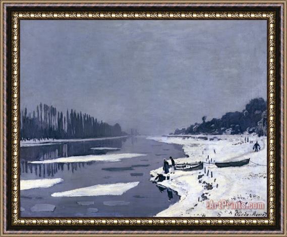 Claude Monet Ice on the Seine at Bougival Framed Painting