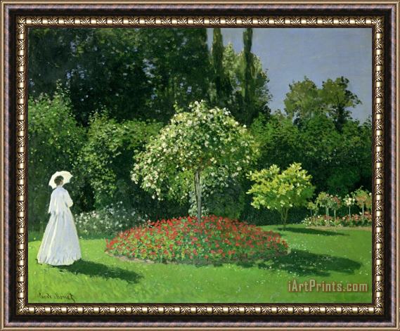 Claude Monet Jeanne Marie Lecadre in the Garden Framed Painting