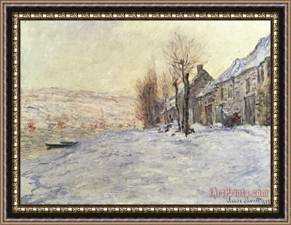 Claude Monet Lavacourt under Snow Framed Painting