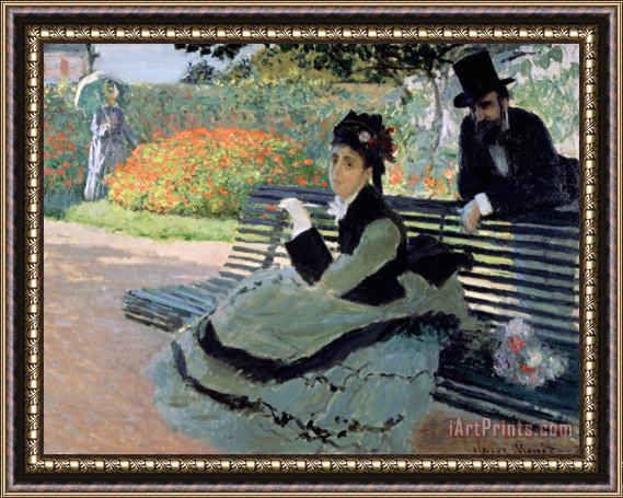 Claude Monet Madame Monet on a Garden Bench Framed Painting