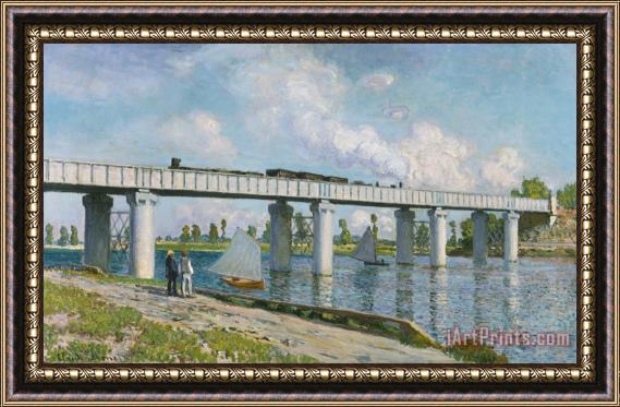 Claude Monet Railway Bridge at Argenteuil Framed Painting