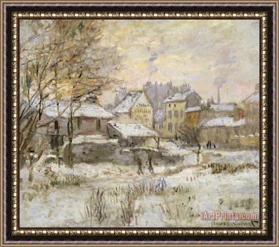 Claude Monet Snow Effect With Setting Sun Framed Painting
