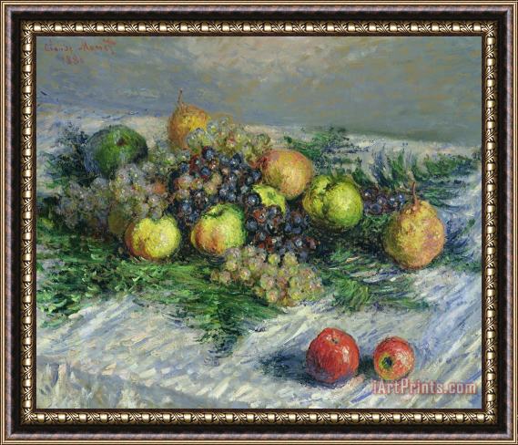 Claude Monet Still Life With Pears And Grapes Framed Print