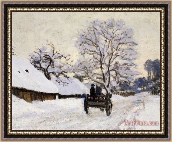 Claude Monet The Carriage- The Road To Honfleur Under Snow Framed Print