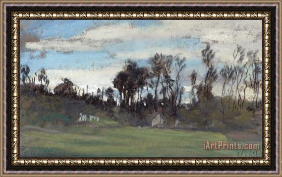 Claude Monet The Meadow lined with trees Framed Painting