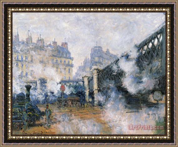 Claude Monet The Pont de lEurope Gare Saint Lazare Framed Print