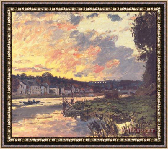 Claude Monet The Seine at Bougival in The Evening Framed Painting
