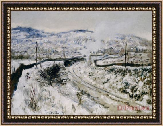 Claude Monet Train In The Snow At Argenteuil Framed Painting