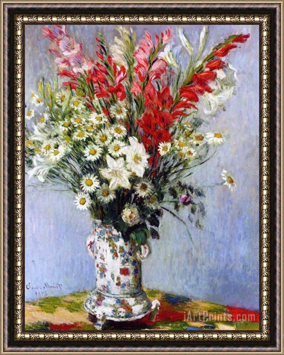 Claude Monet Vase of Flowers Framed Painting
