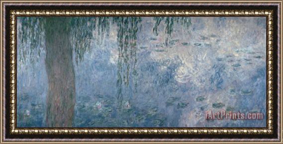 Claude Monet Waterlilies Morning With Weeping Willows Framed Print