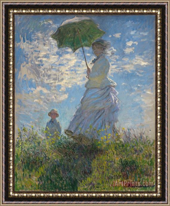 Claude Monet Woman With A Parasol Madame Monet And Her Son Framed Print