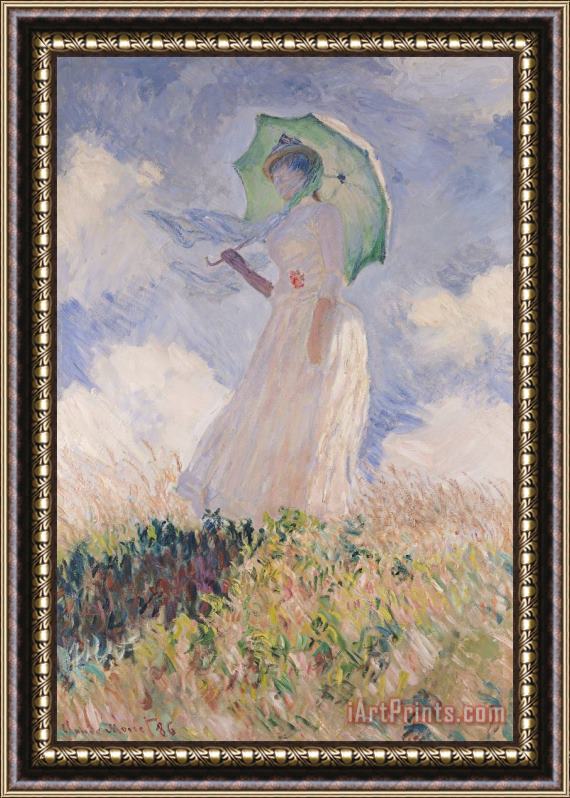 Claude Monet Woman With Parasol Turned To The Left Framed Painting