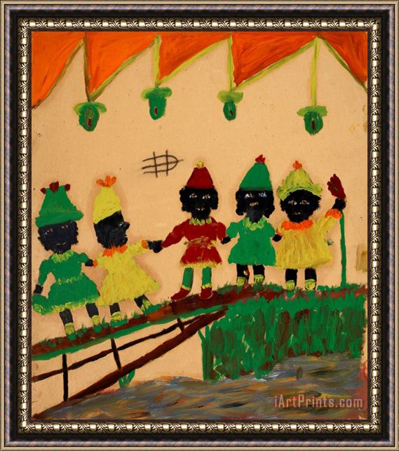 Clementine Hunter Children's Birthday Party Framed Painting