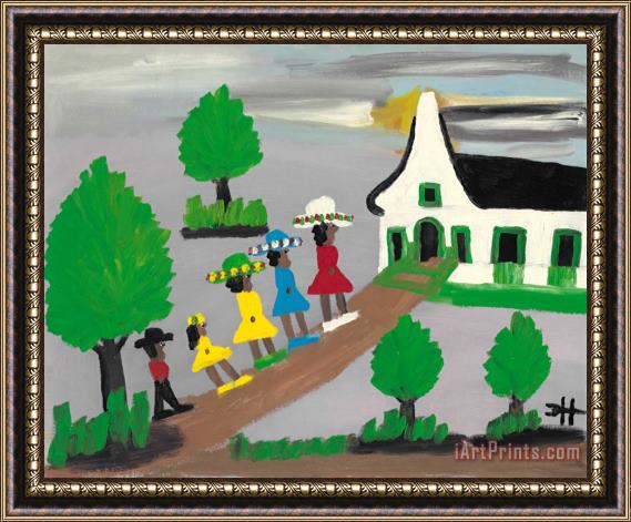 Clementine Hunter Going to Church, Circa 1960 Framed Painting