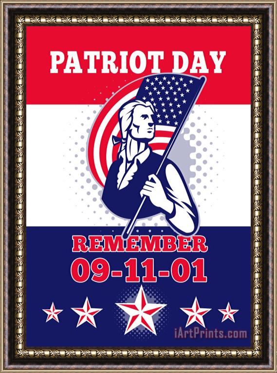 Collection 10 American Patriot Day Poster 911 Greeting Card Framed Painting