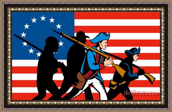 Collection 10 American revolutionary soldier marching Framed Painting