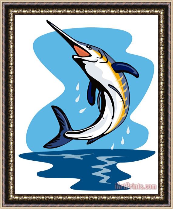 Collection 10 Blue Marlin Jumping Framed Print