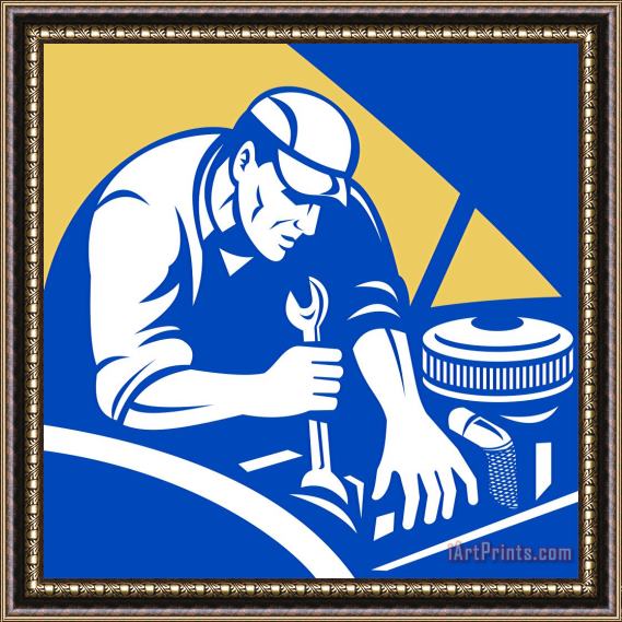 Collection 10 Car Mechanic Working Framed Painting