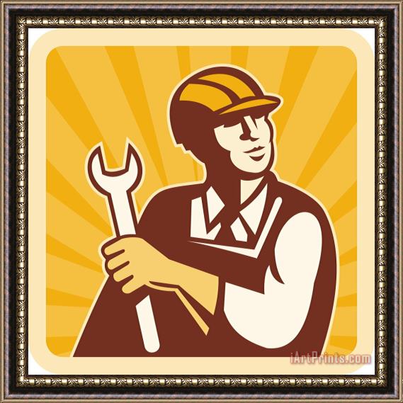 Collection 10 Construction worker engineer Framed Painting