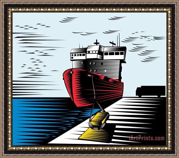 Collection 10 Passenger Ship Ferry Boat Anchor Retro Framed Painting