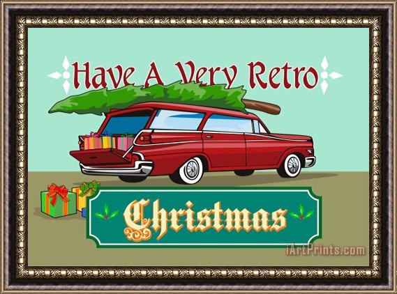 Collection 10 Retro Christmas Tree Station Wagon Framed Print