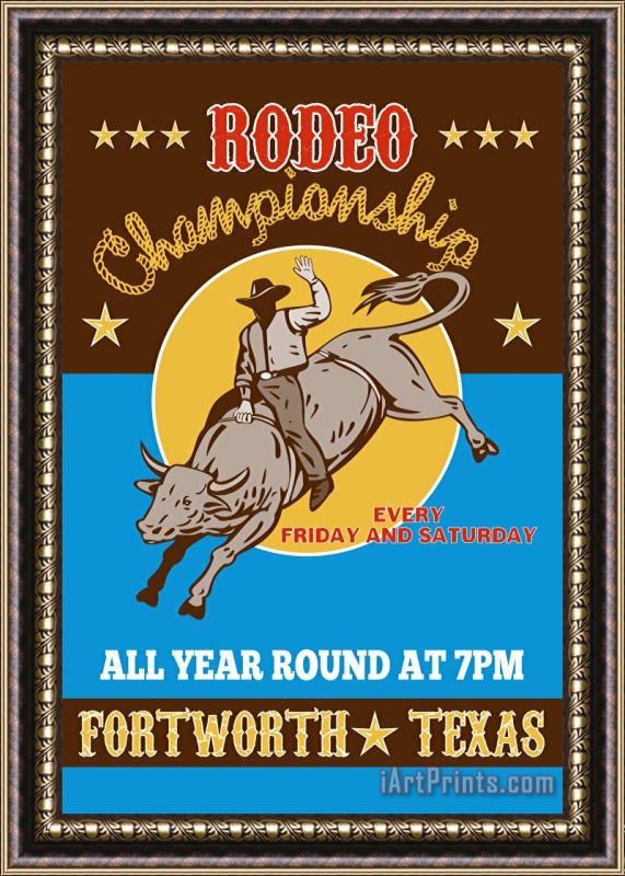 Collection 10 Rodeo Cowboy Bull Riding Poster Framed Print