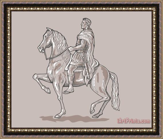 Collection 10 Roman emperor riding horse Framed Painting